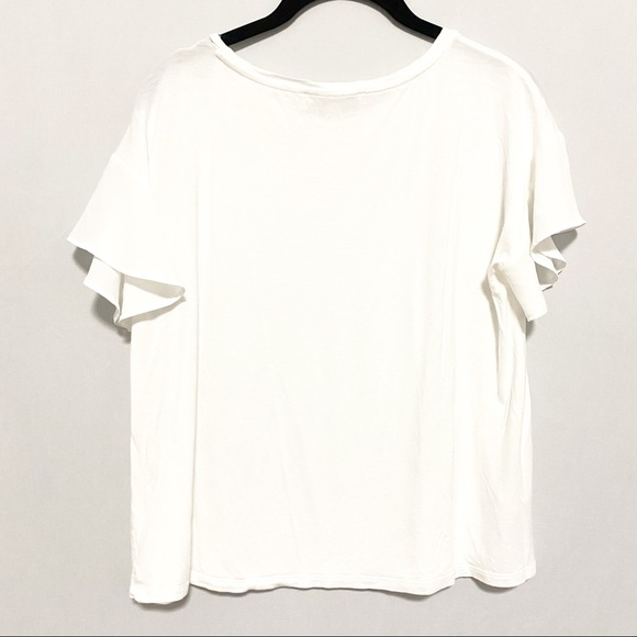 LOFT Crew Neck with Ruffle Sleeve Top - Picture 6 of 6